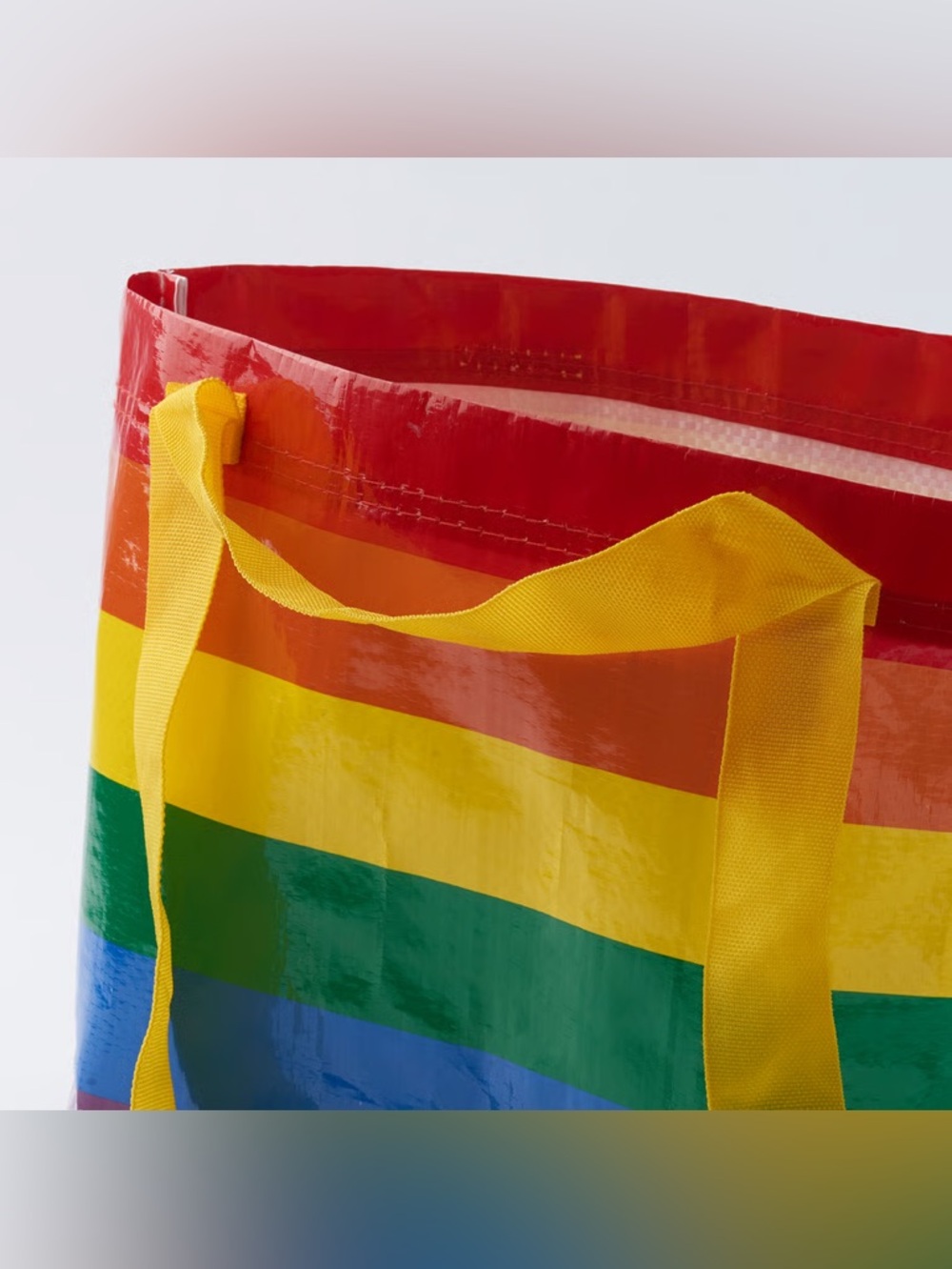 IKEA Rainbow STRORSTOMMA Reusable Tote Bags with Yellow Handles, Brand New - Picture 3 of 10